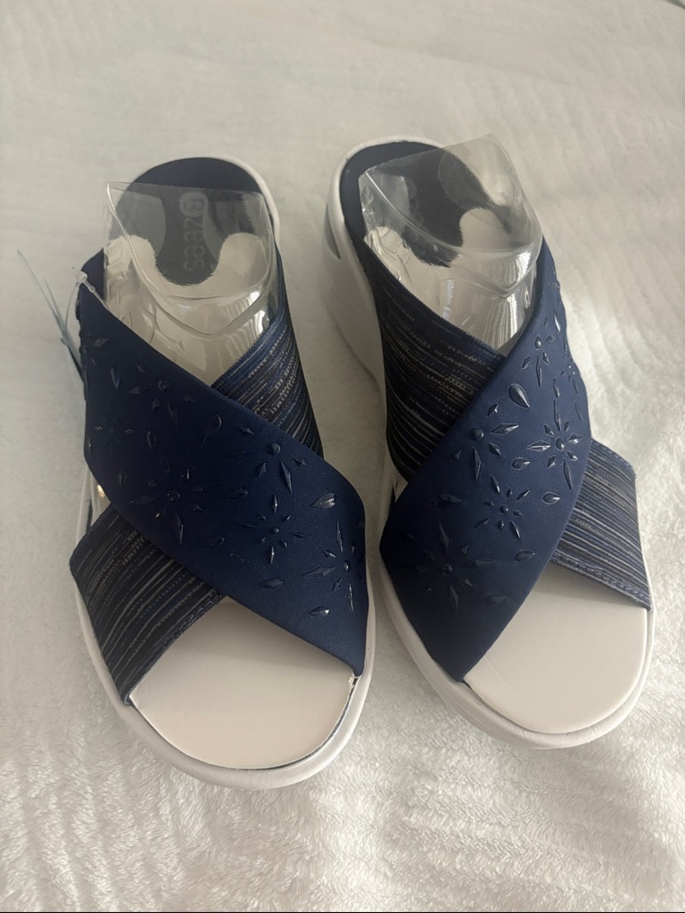 Bzees Navy Blue Crisscross Sandals